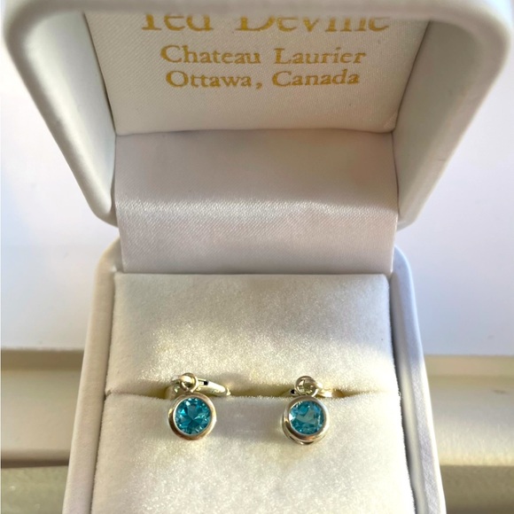NWOT Swiss Blue Topaz and Silver Earrings - Picture 1 of 8